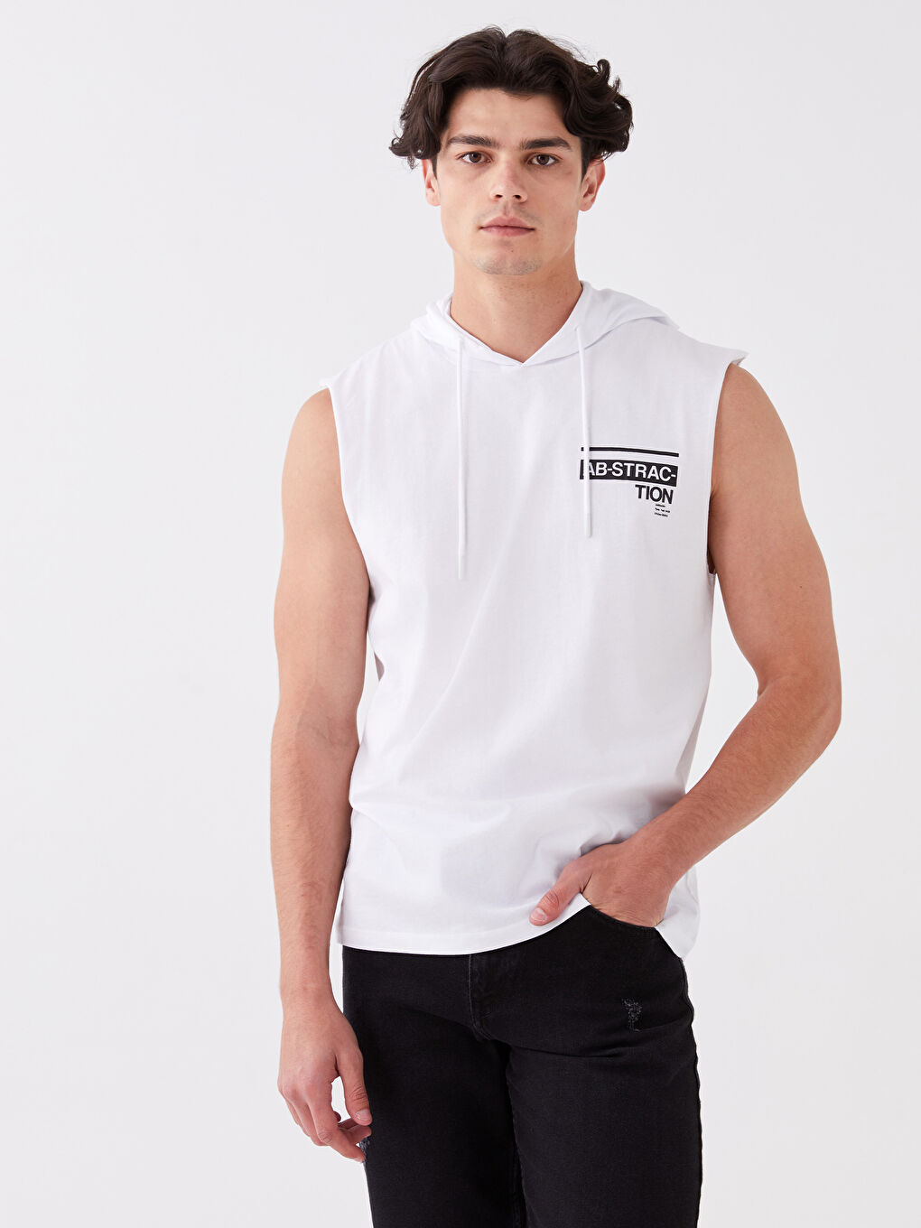 LC Waikiki Hooded Printed Men's Sleeveless T-Shirt -S3H027Z8-Q6K