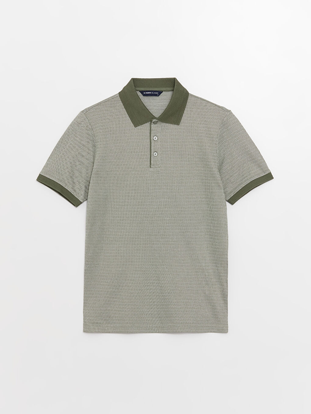 Haki Merserize Polo Yaka Kısa Kollu Erkek Tişört-5