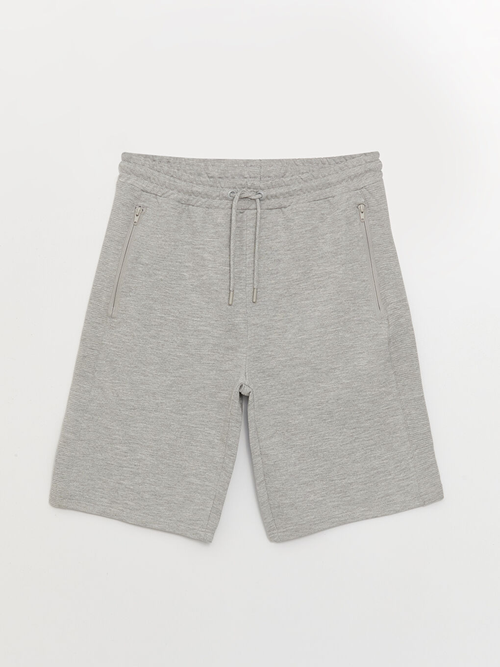 Gri Slim Fit Beli Bağlama Detaylı Erkek Şort-5