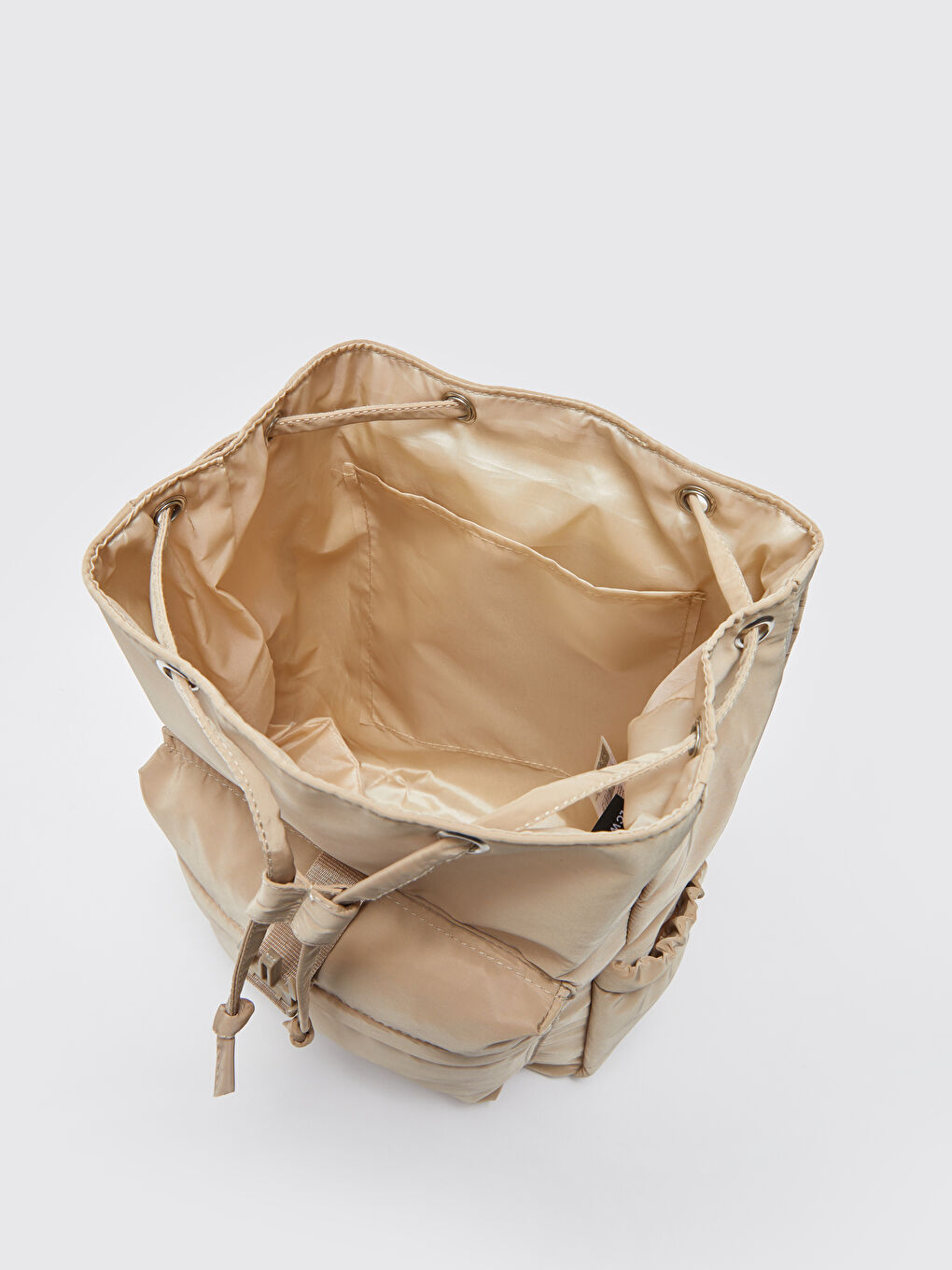 Bej Paraşüt Kumaş Kadın Sırt Çantası-4