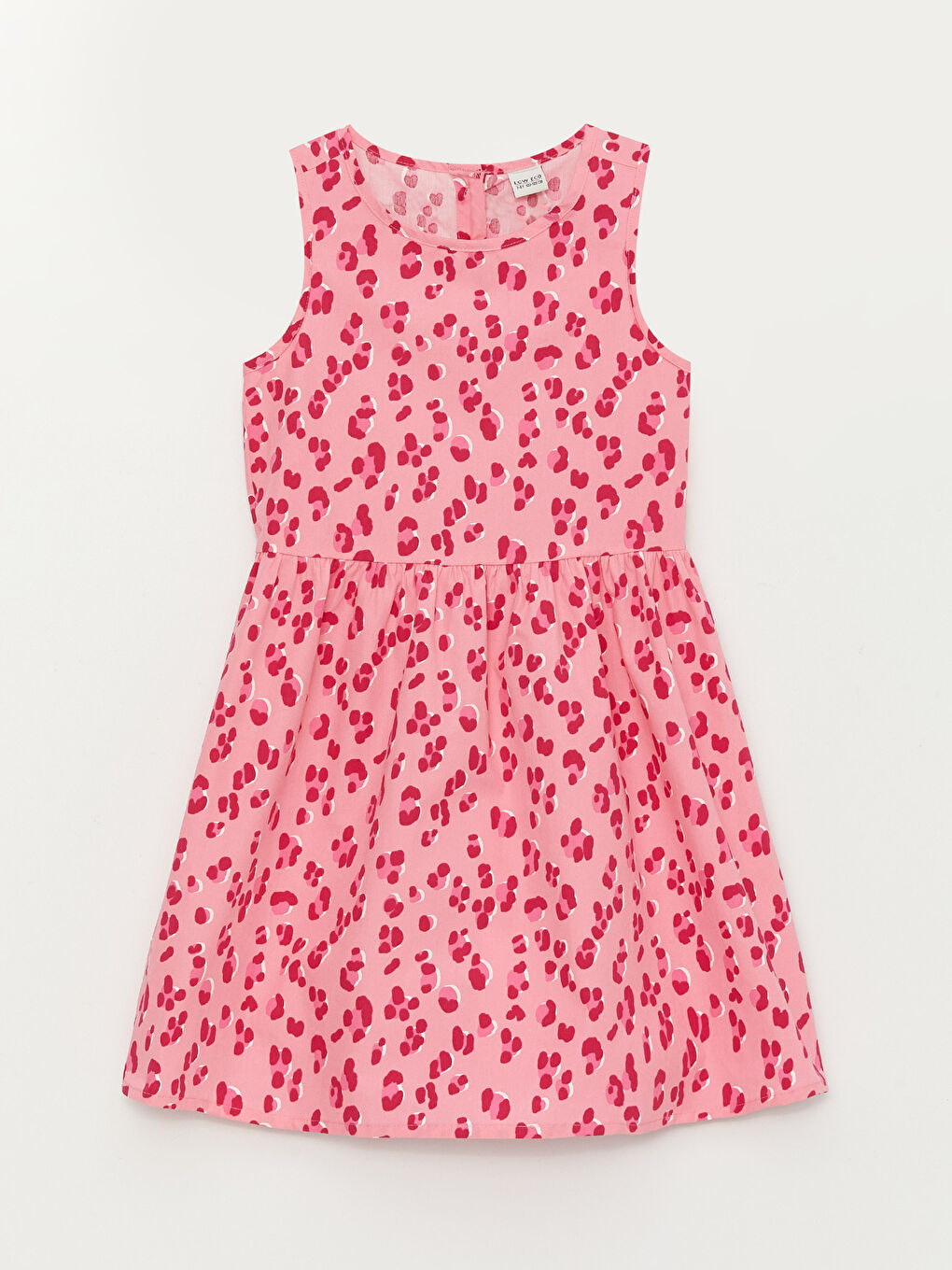 Pembe Bisiklet Yaka Desenli Kız Çocuk Elbise