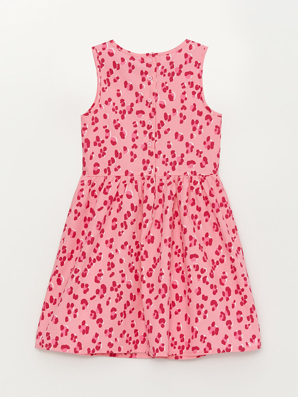 Pembe Bisiklet Yaka Desenli Kız Çocuk Elbise-1