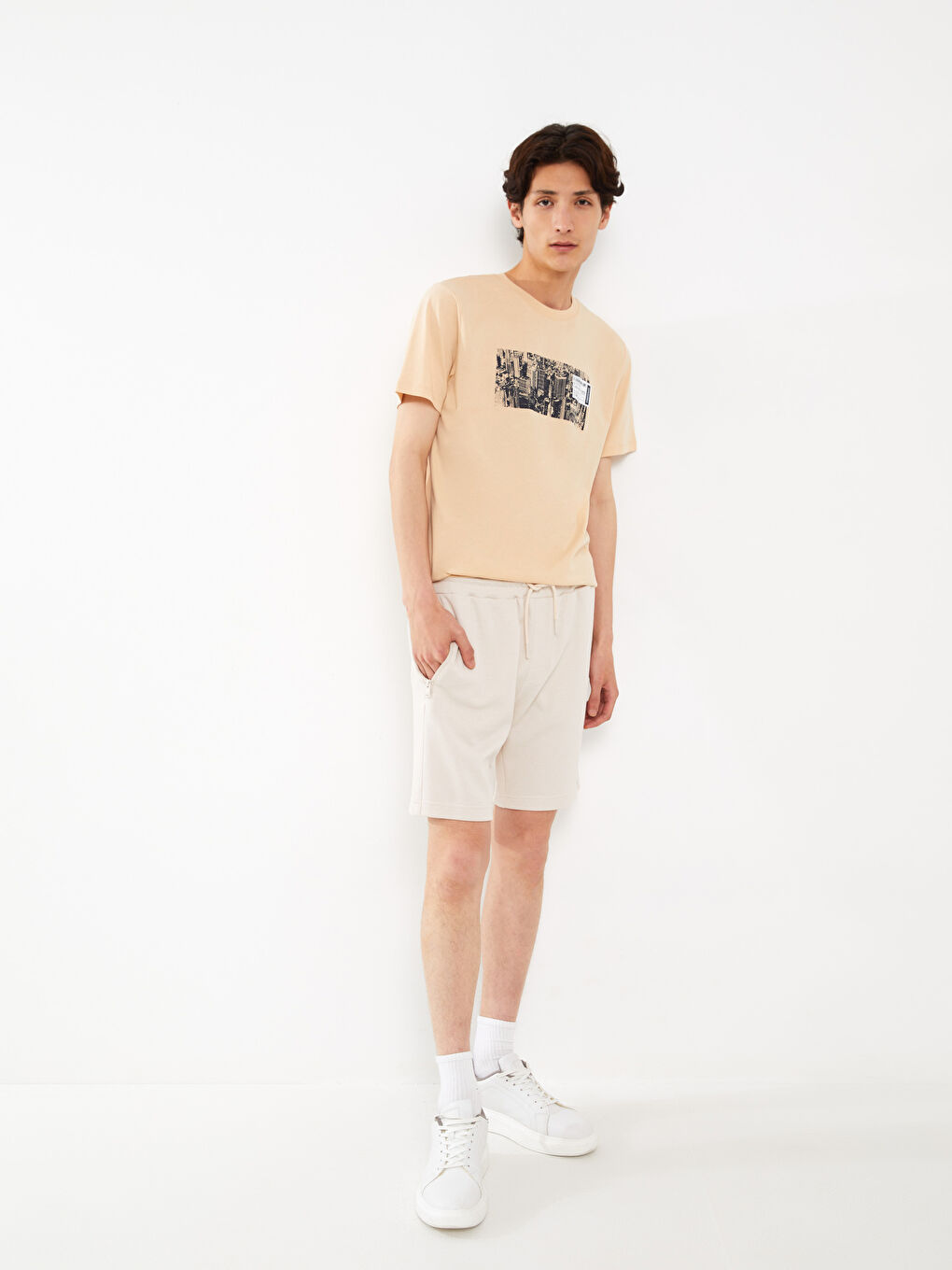 Slim Fit Binding Detail Men's Shorts -S3H060Z8-S1Y