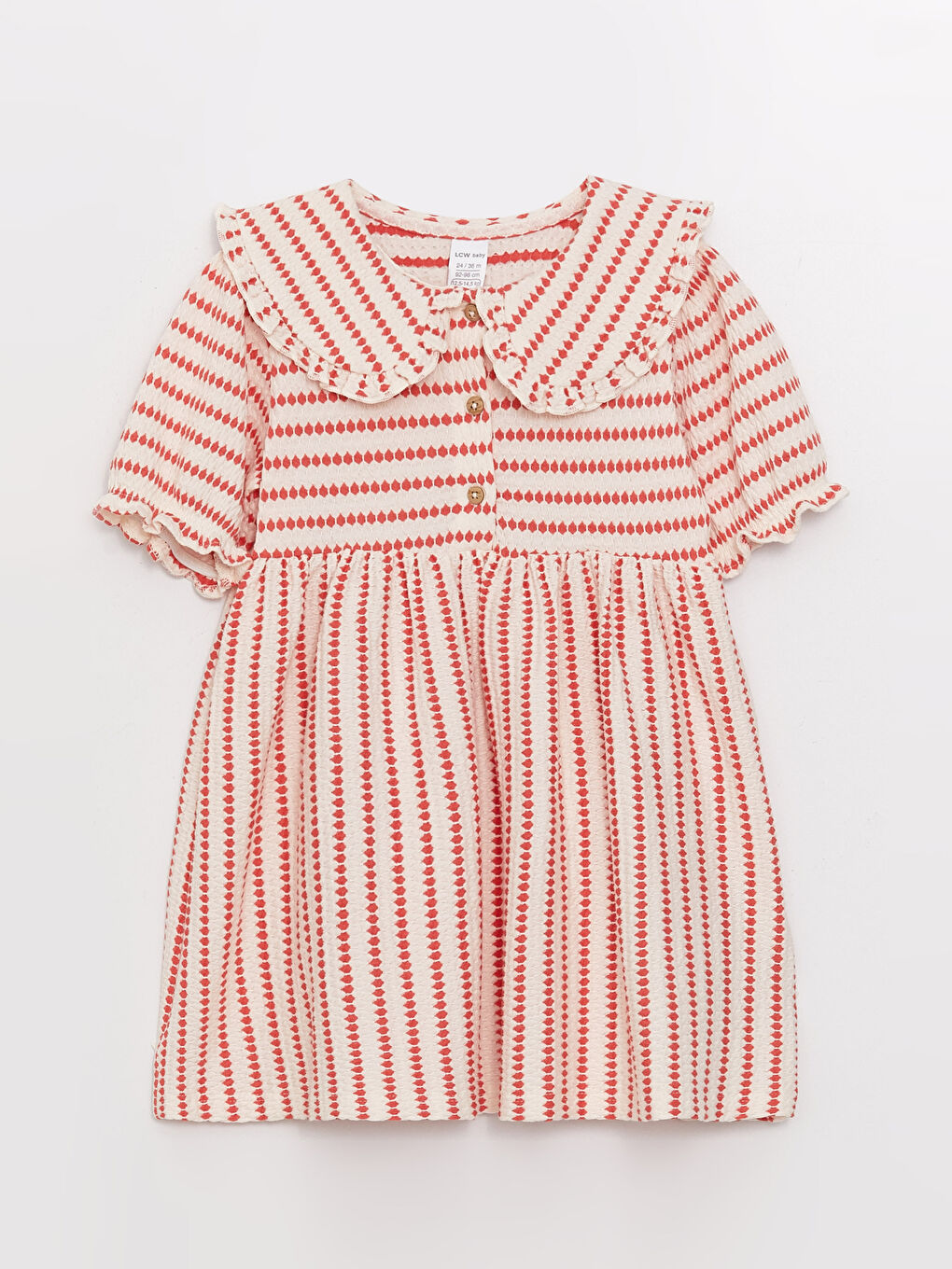 Bebe Collar Short Sleeve Patterned Baby Girl Dress