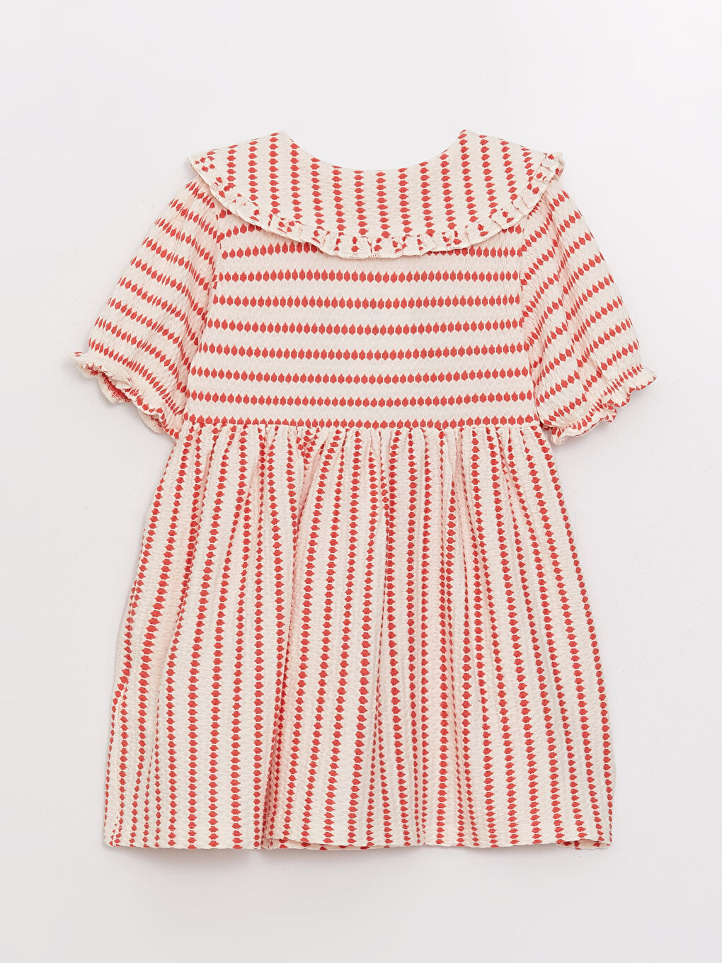 Bebe Collar Short Sleeve Patterned Baby Girl Dress-1