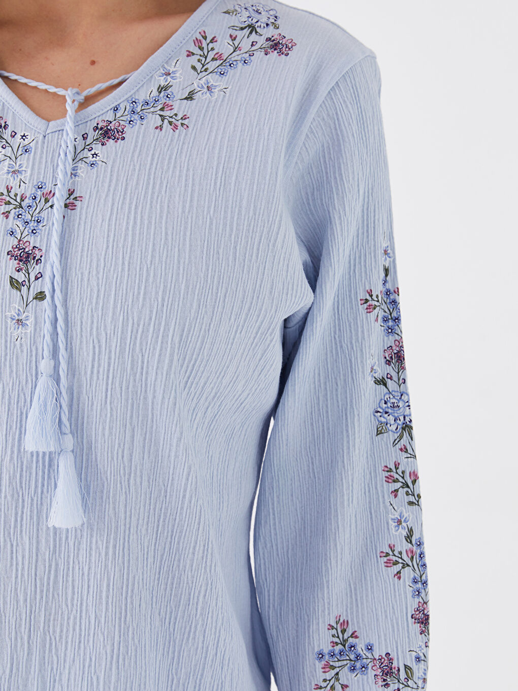 Tie Neck Patterned Women's Blouse-3