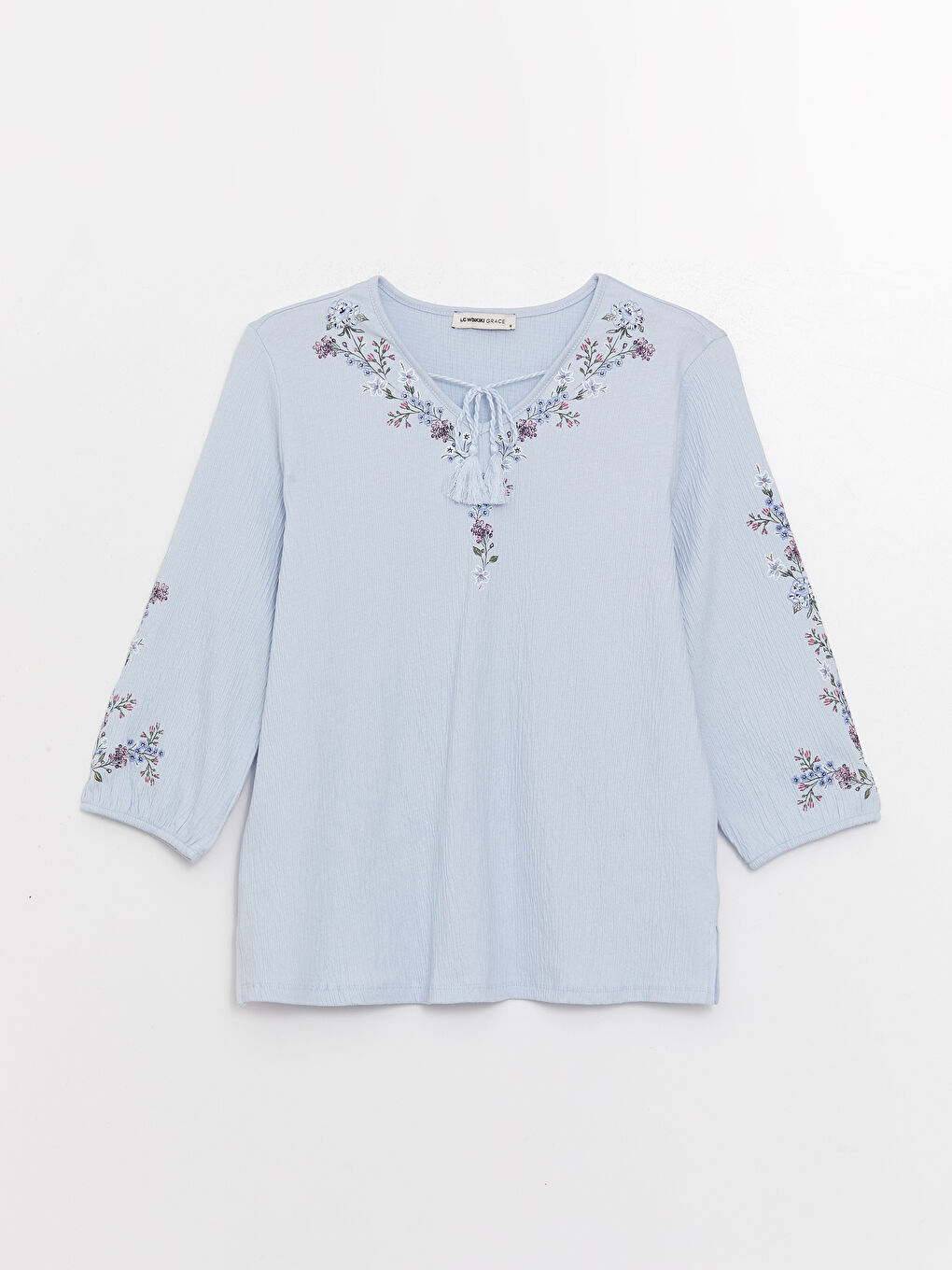 Tie Neck Patterned Women's Blouse-5