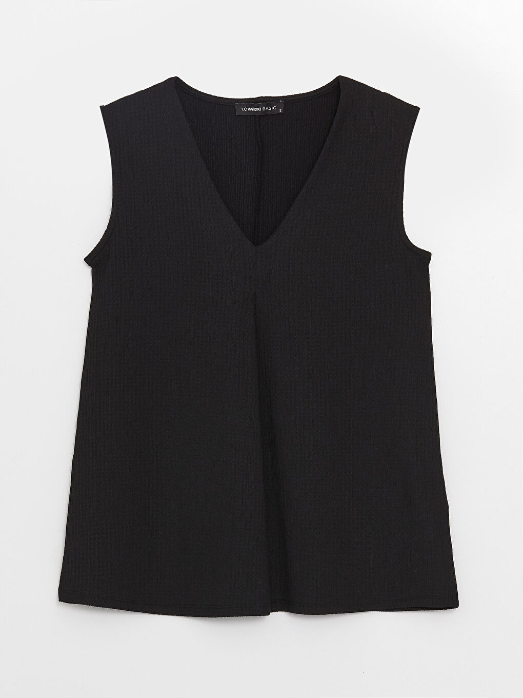 Siyah Kadın V Yaka Düz Atlet-6