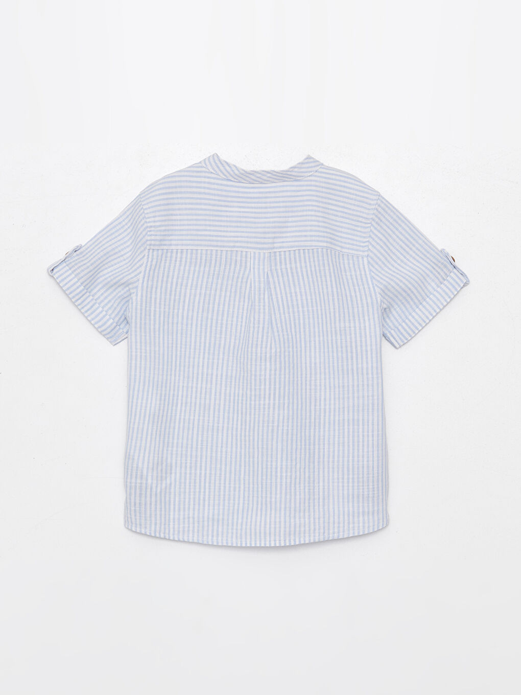 Chemise Garçon Bébé Rayée à Manches Courtes Col Mao-1