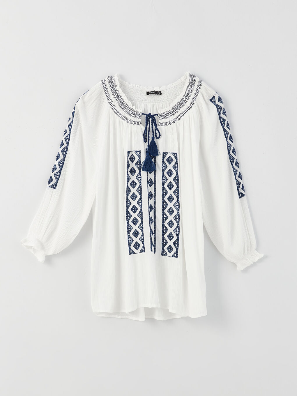 LCWAIKIKI Classic Schleifenkragen Bestickt Oversize Bluse für Damen -S3H149Z8-RVK