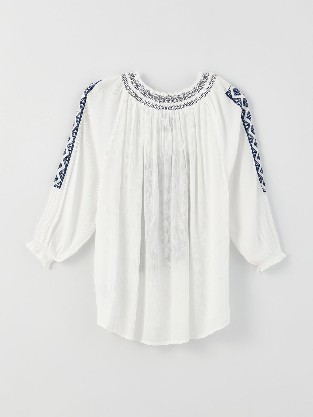 LCWAIKIKI Classic Schleifenkragen Bestickt Oversize Bluse für Damen -S3H149Z8-RVK