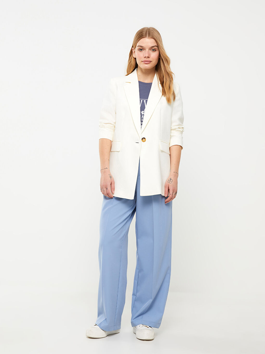 جاكيت بليزر كم طويل سادة للسيدات-2