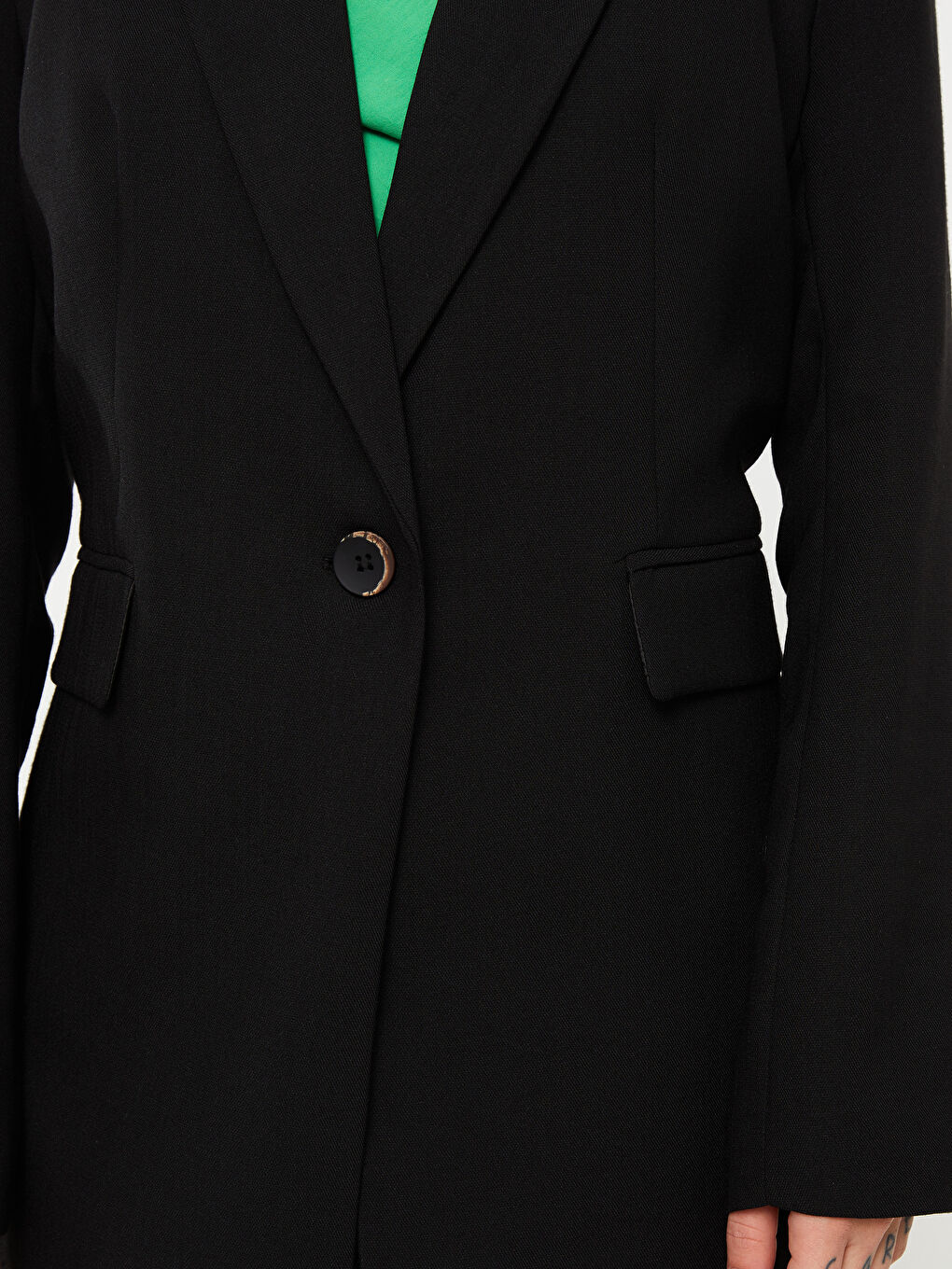 Plain Long Sleeve Women's Blazer Jacket-3