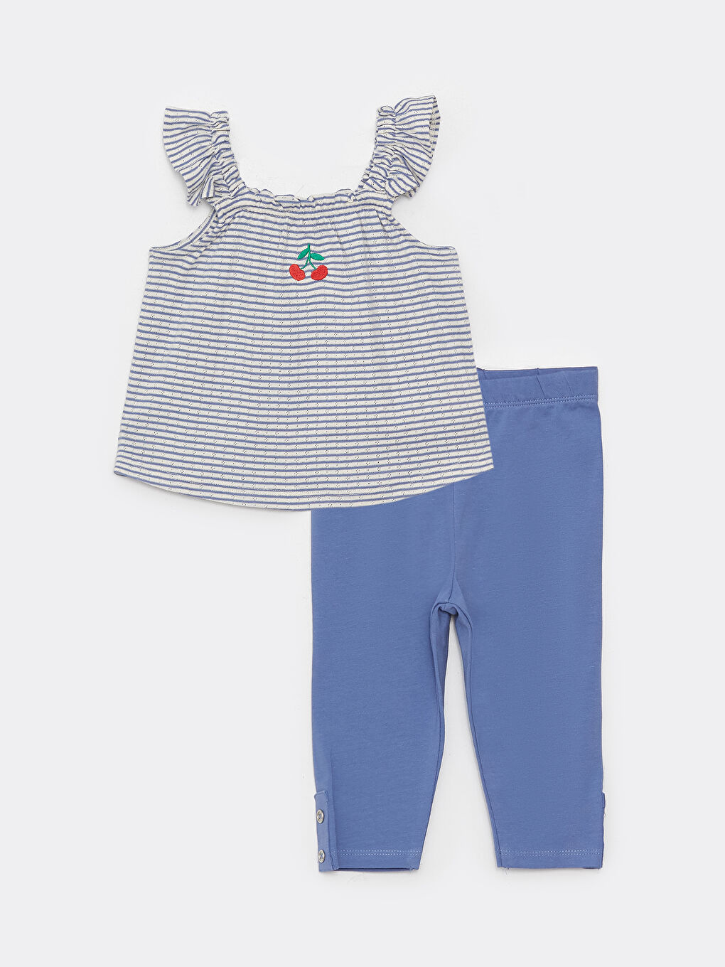 İndigo U Yaka Askılı Kız Bebek Bluz ve Tayt 2'li