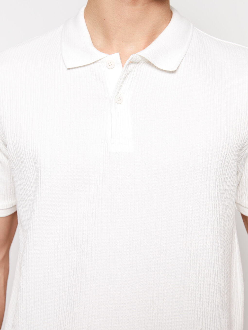 Ekru Polo Yaka Kısa Kollu Erkek Tişört-3