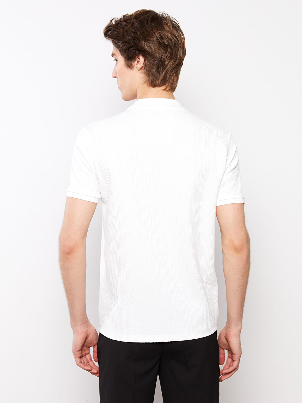 Ekru Polo Yaka Kısa Kollu Erkek Tişört-4