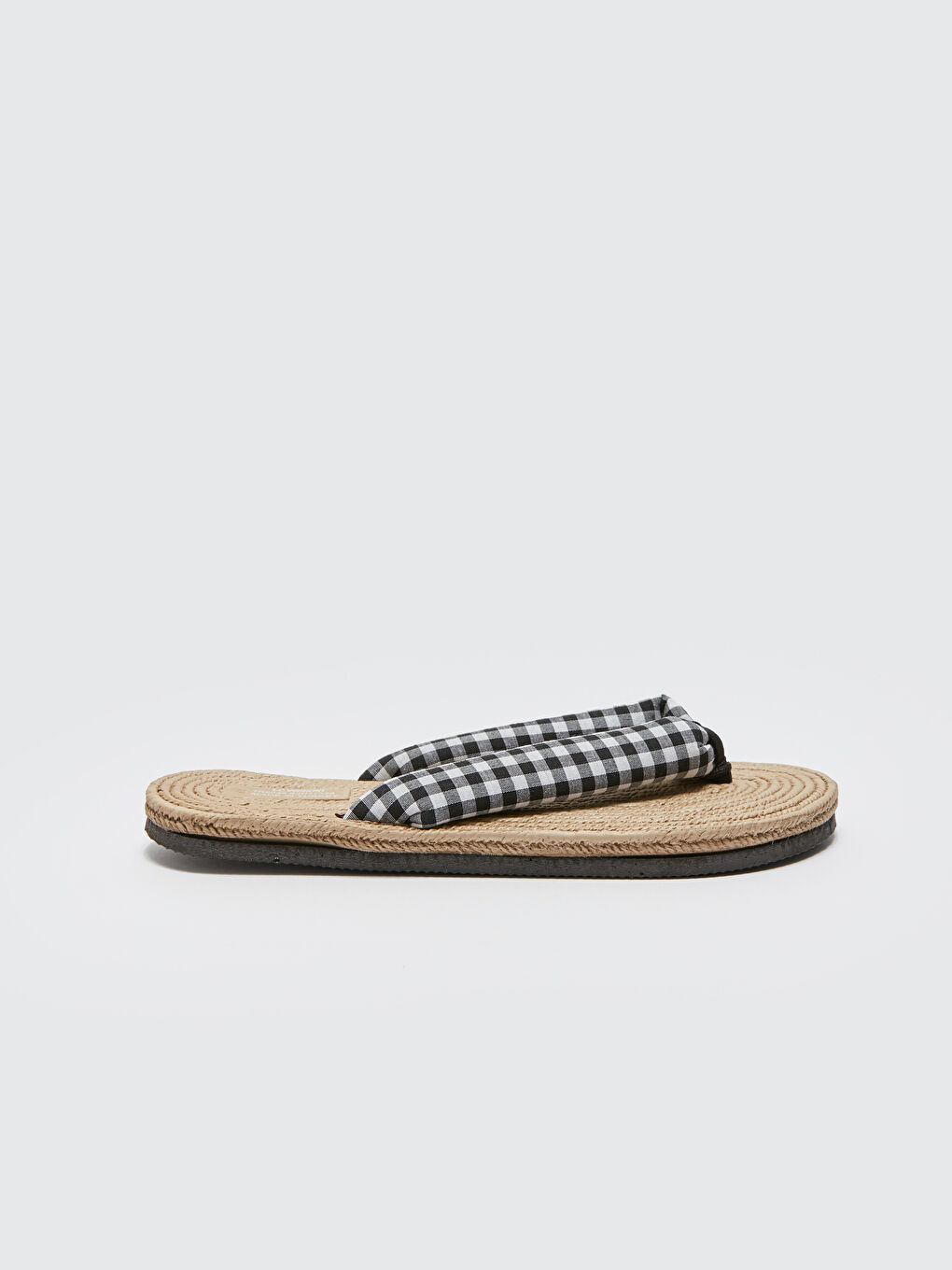 Straw Detailed Flip-Flops Women's Beach Slippers-1