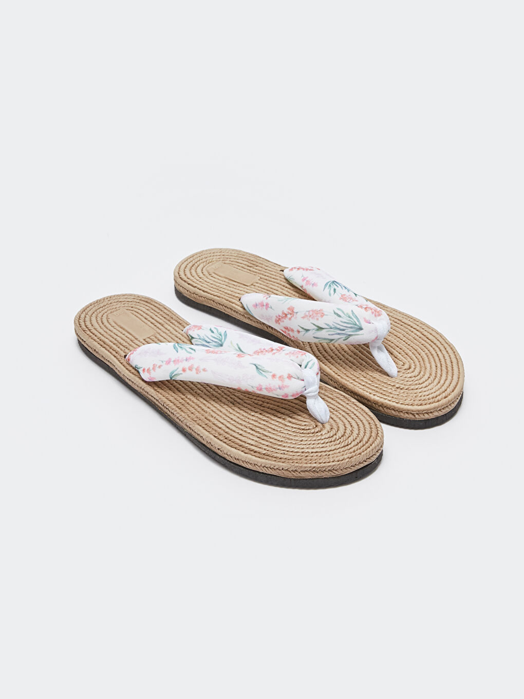 Pembe Hasır Detaylı Parmak Arası Kadın Plaj Terliği