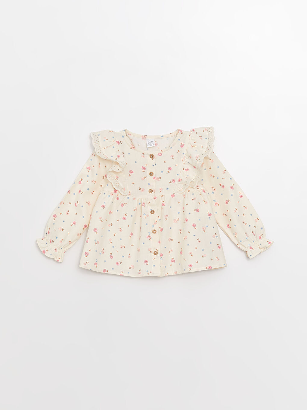 Рубашка с принтом, круглым вырезом и длинным рукавом для малышки девочки