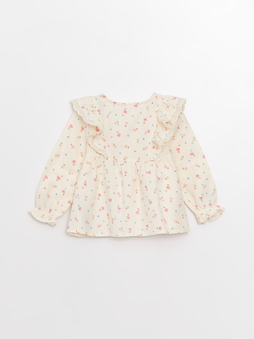 Рубашка с принтом, круглым вырезом и длинным рукавом для малышки девочки-1