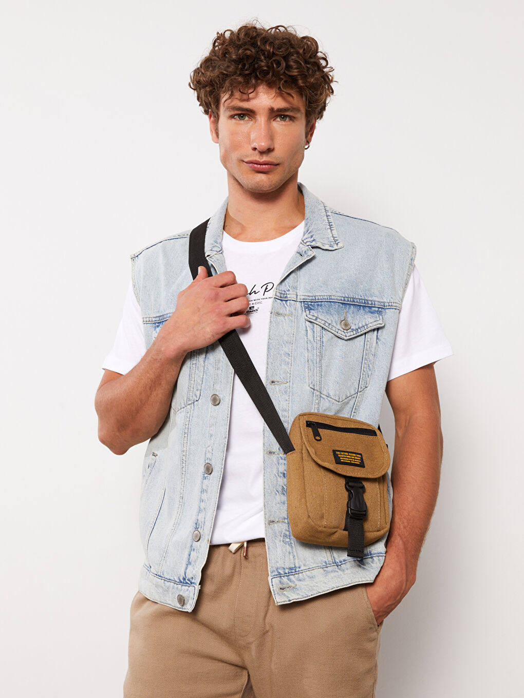 Tag Detail Canvas Men's Crossbody Bag -S3H178Z8-H3W