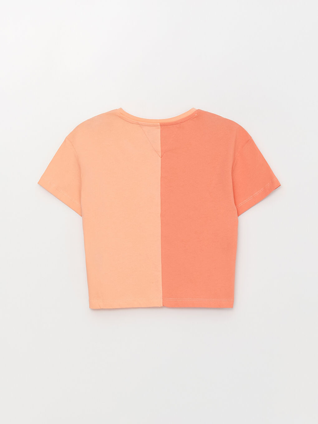 Tricou Guler Rotund Bloc de Culoare Mânecă Scurtă pentru Fete-1