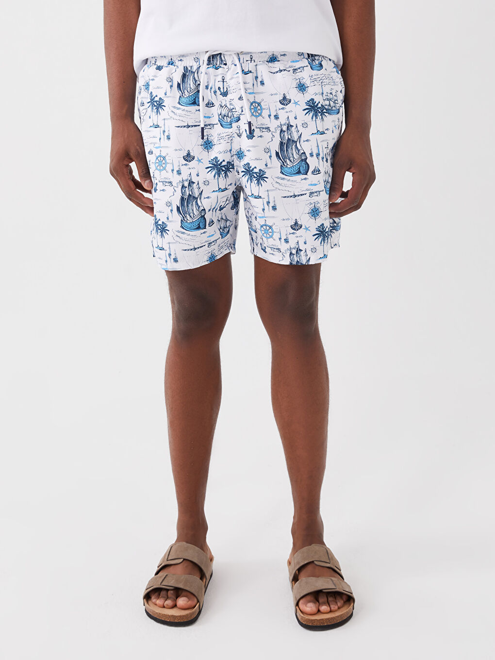 Short Patterned Men's Swimming Shorts-2