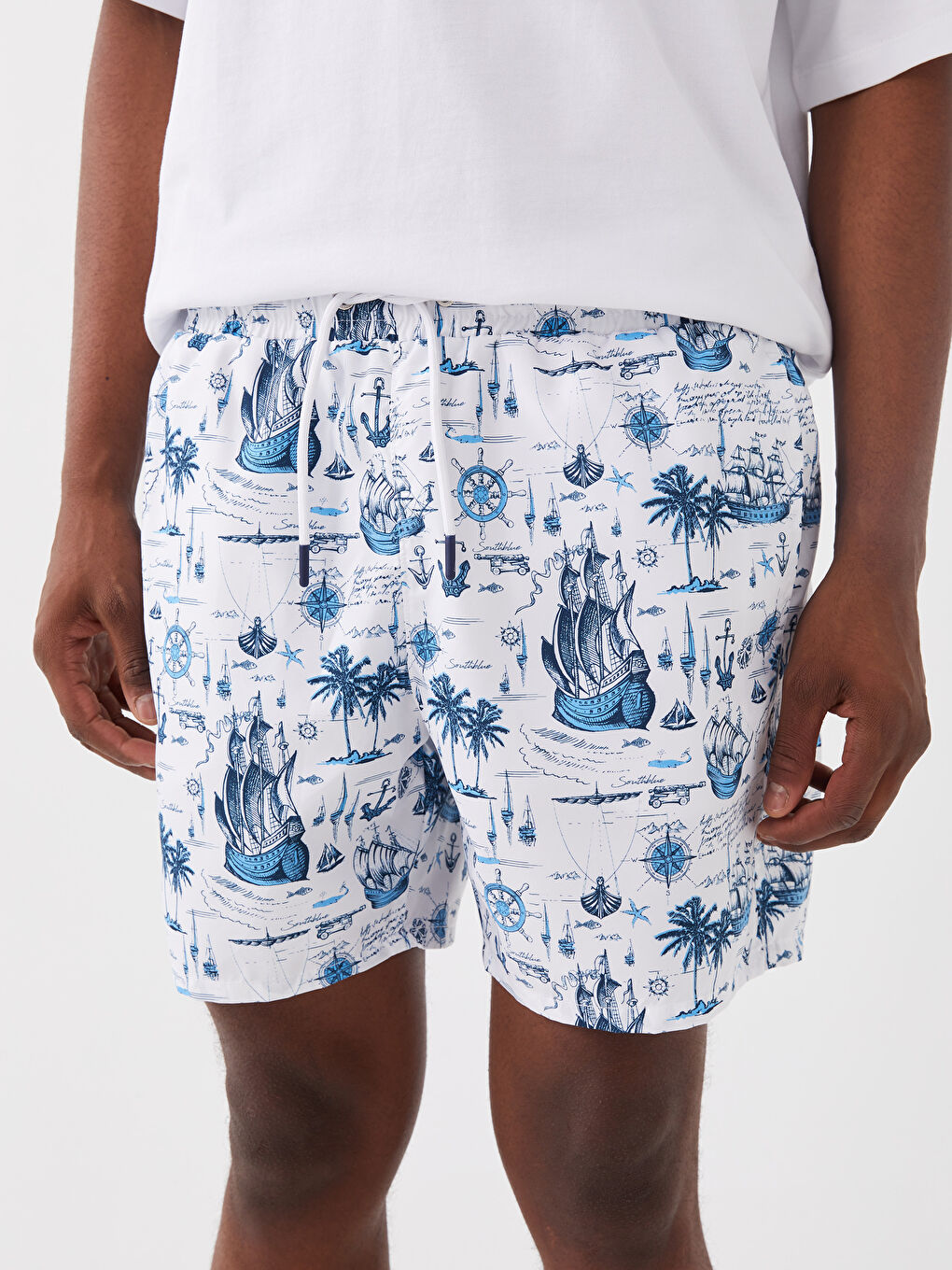 Short Patterned Men's Swimming Shorts-4