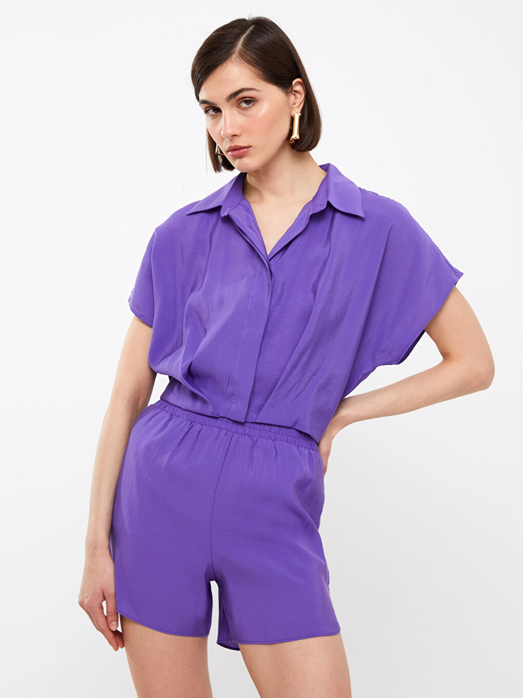 Short Sleeve Oversize Women's Shirt-1