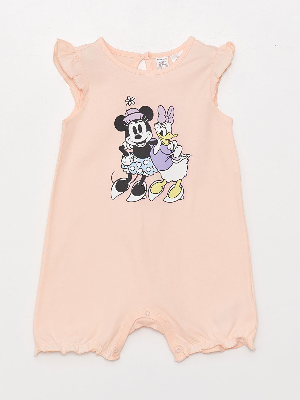 Pembe Minnie Mouse Baskılı Bisiklet Yaka Kız Bebek Tulum 2'li-3