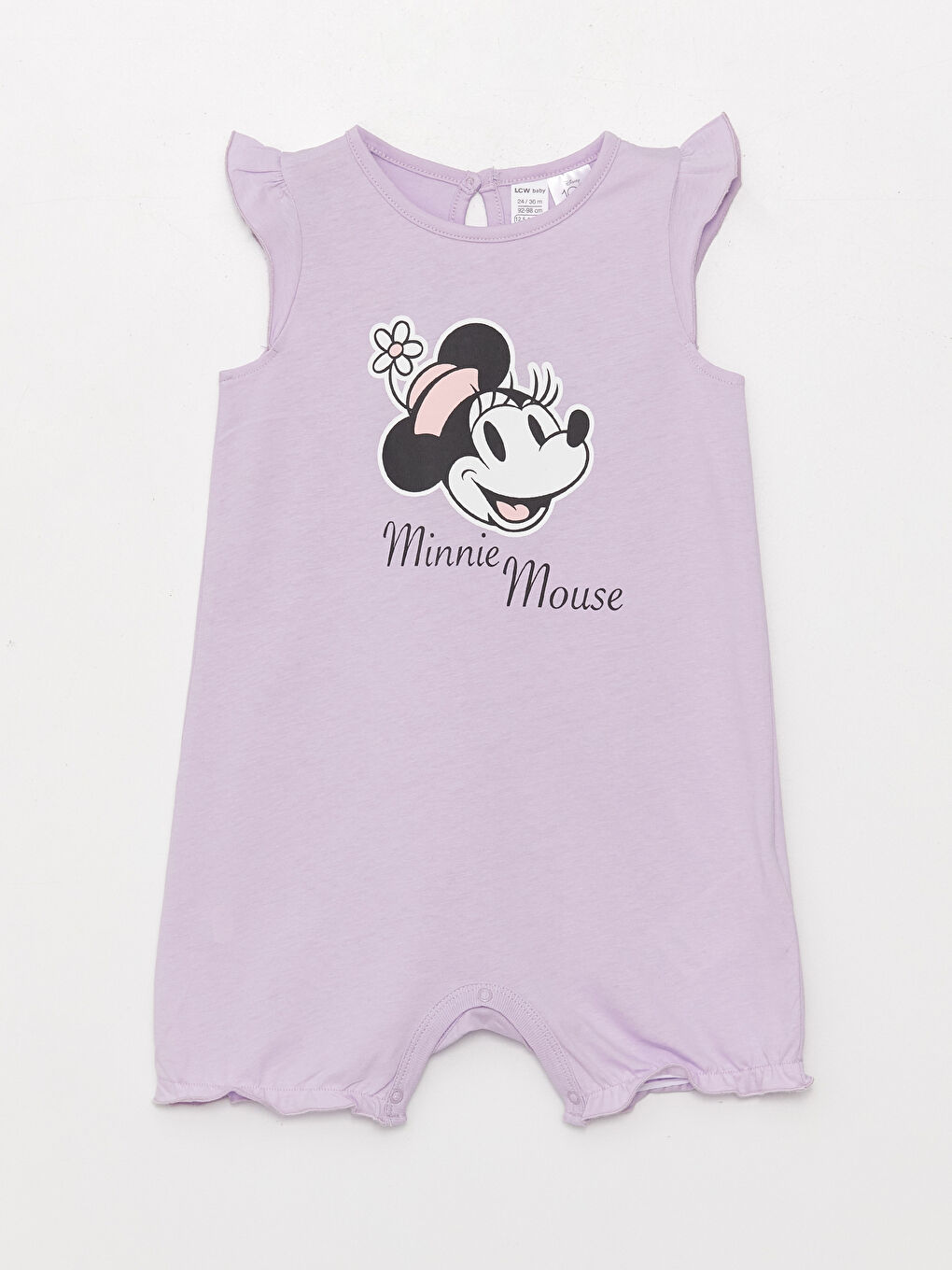 Pembe Minnie Mouse Baskılı Bisiklet Yaka Kız Bebek Tulum 2'li-4