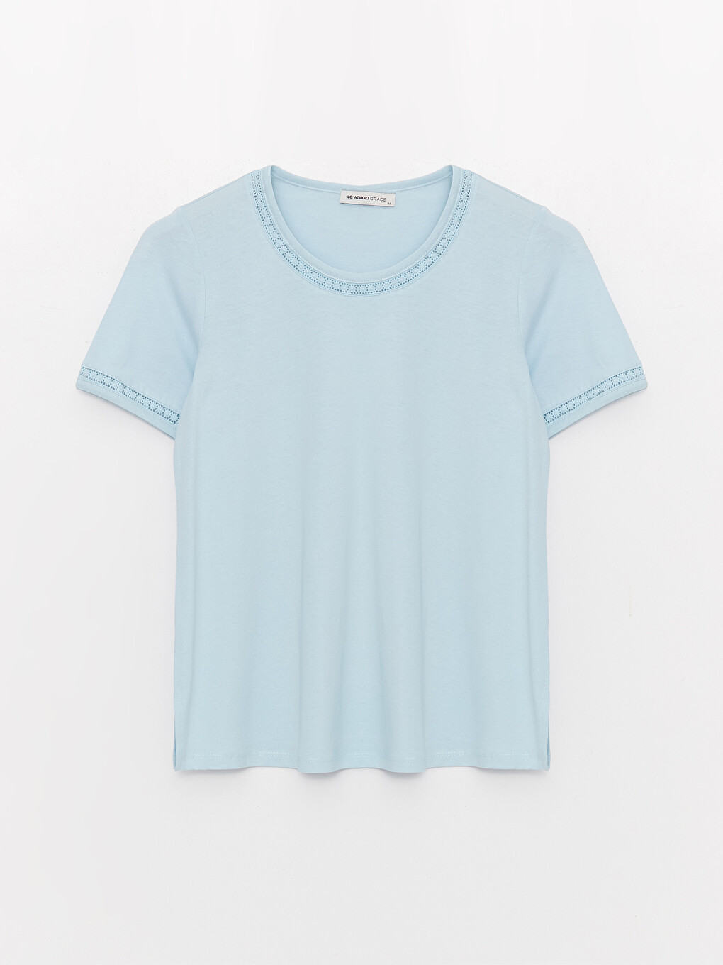 Crew Neck Plain Short Sleeve Women's Blouse-5