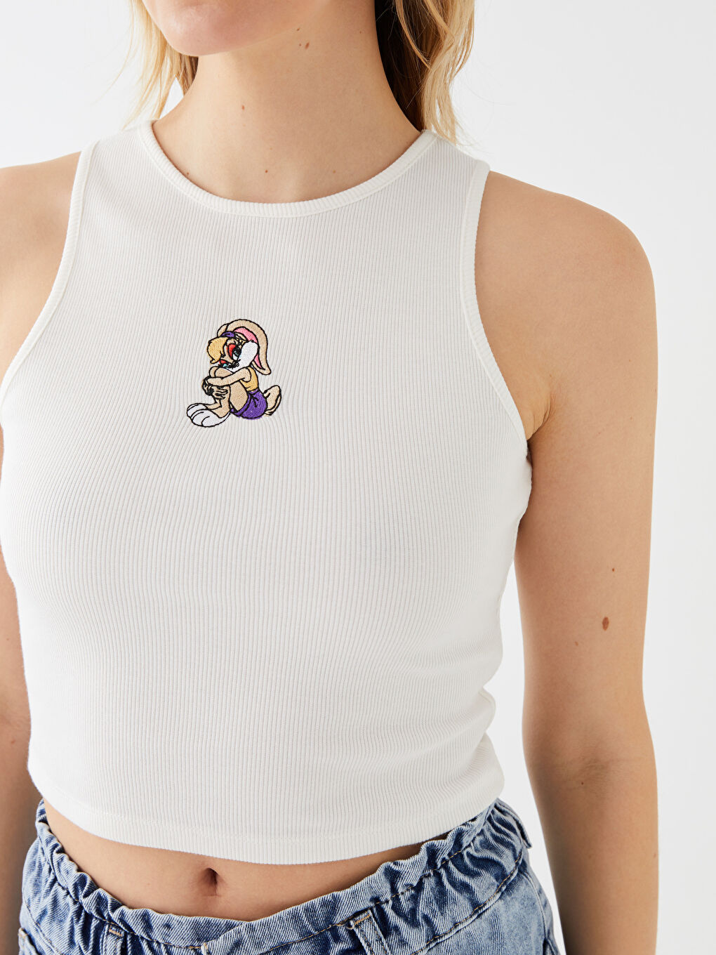 LCW Vision Crew Neck Lola Bunny Women's Printed Crop -S3H211Z8-R9J