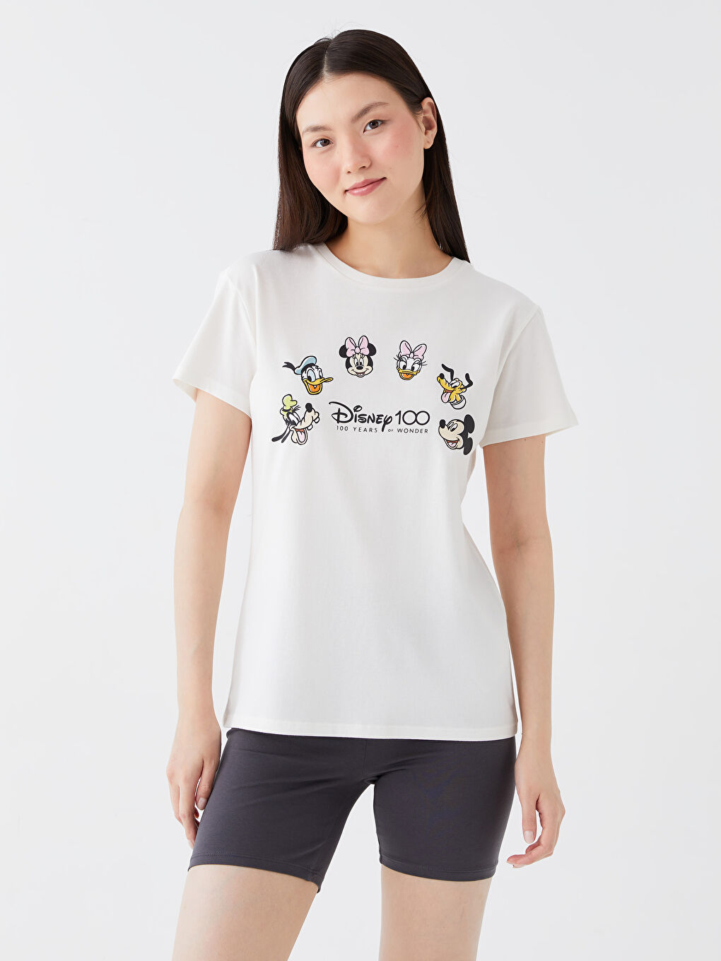Crew Neck Mickey Mouse Printed Short Sleeve Women's T-Shirt