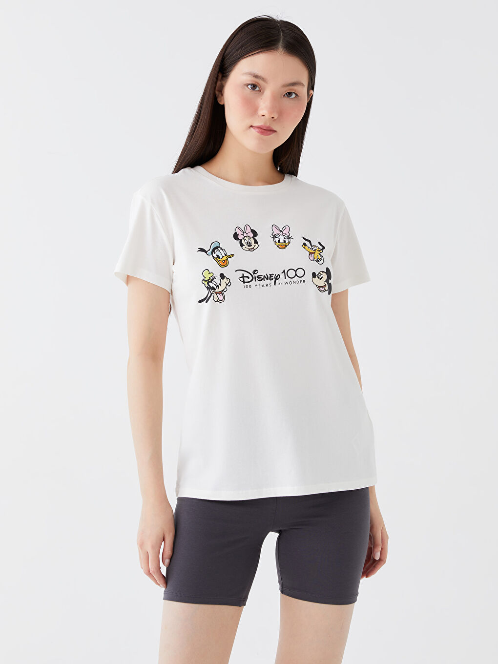 Crew Neck Mickey Mouse Printed Short Sleeve Women's T-Shirt-1