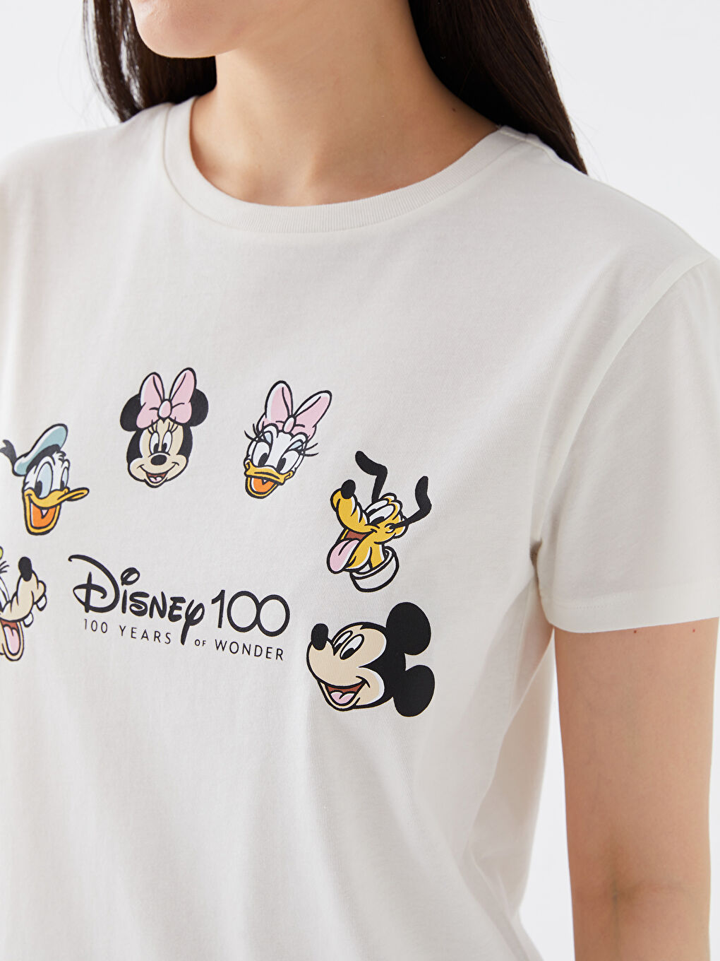 Crew Neck Mickey Mouse Printed Short Sleeve Women's T-Shirt-3