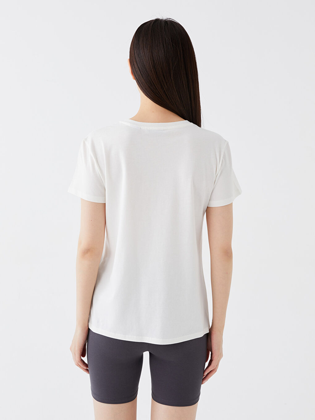 Crew Neck Mickey Mouse Printed Short Sleeve Women's T-Shirt-4