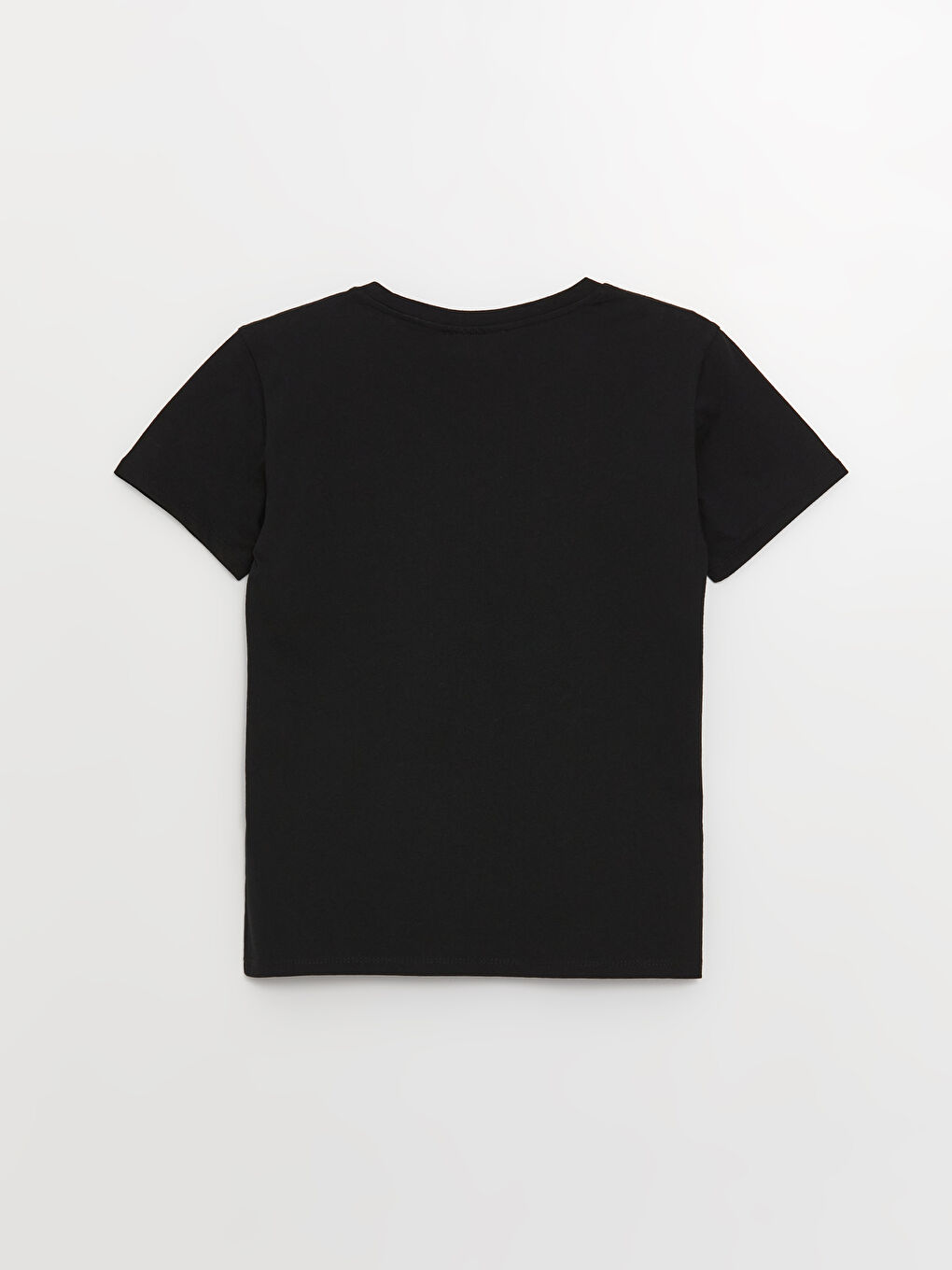 Siyah Bisiklet Yaka Daisy Duck Baskılı Kısa Kollu Kadın Tişört-6