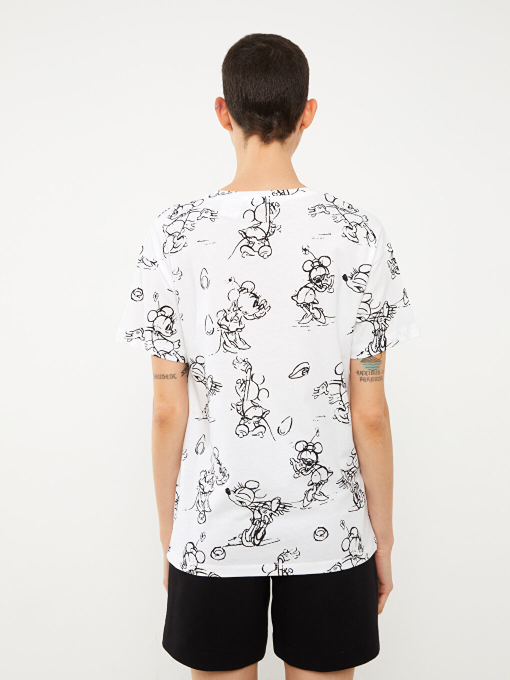LCW Vision Rundhalsausschnitt Minnie Mouse Bedrucktes Kurzarm T-Shirt für Damen -S3H216Z8-LU7