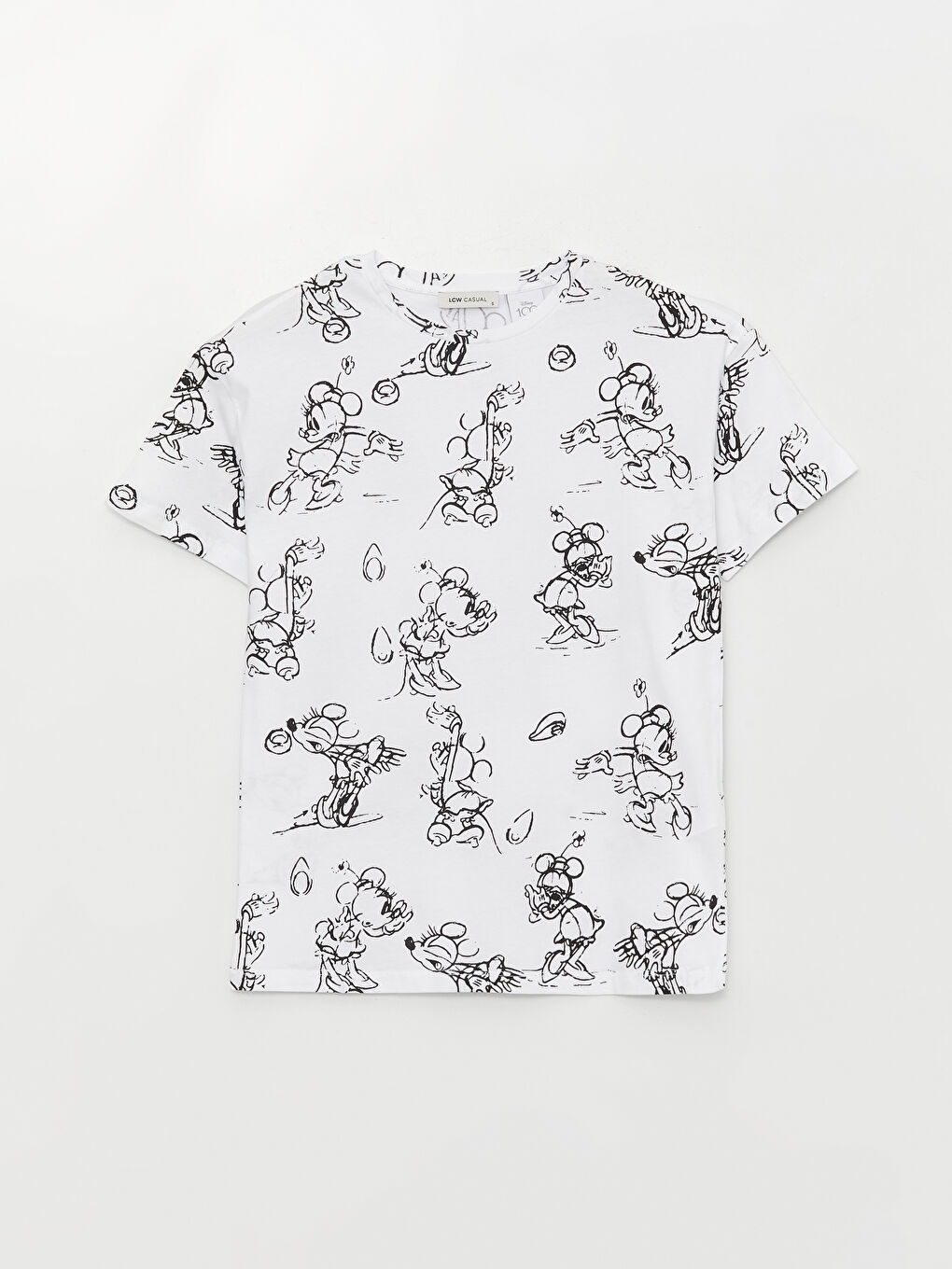 LCW Vision Rundhalsausschnitt Minnie Mouse Bedrucktes Kurzarm T-Shirt für Damen -S3H216Z8-LU7