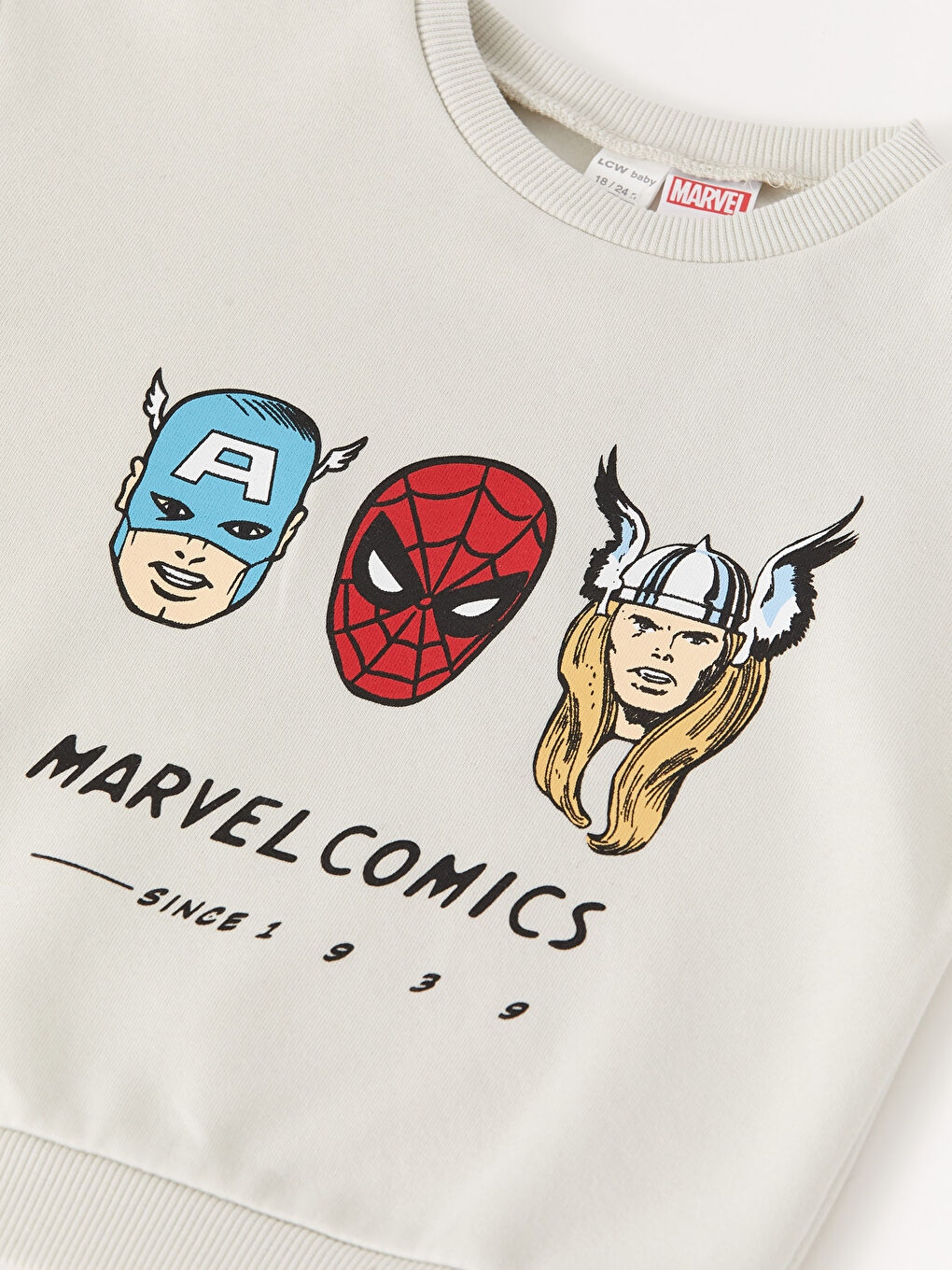 Gri Bisiklet Yaka Uzun Kollu Marvel Baskılı Erkek Bebek Sweatshirt-2