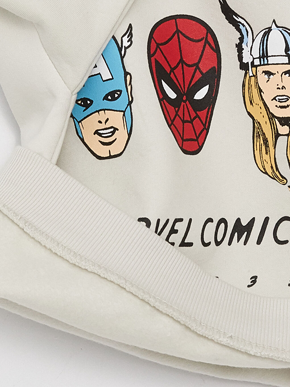 Gri Bisiklet Yaka Uzun Kollu Marvel Baskılı Erkek Bebek Sweatshirt-3