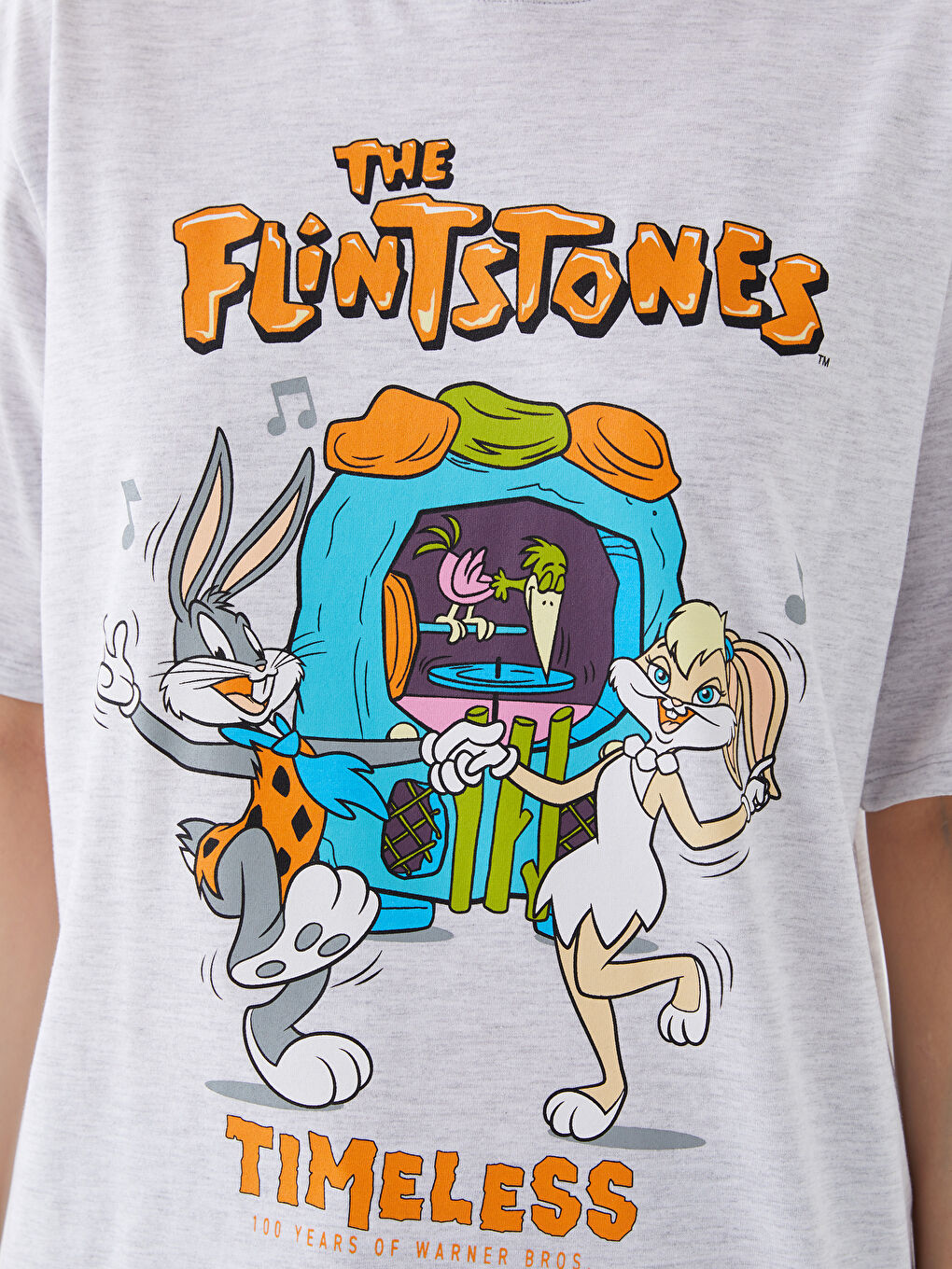 LCW Vision Crew Neck Lola and Bugs Bunny Printed Short Sleeve Oversize Women's T-Shirt -S3H247Z8-EFN