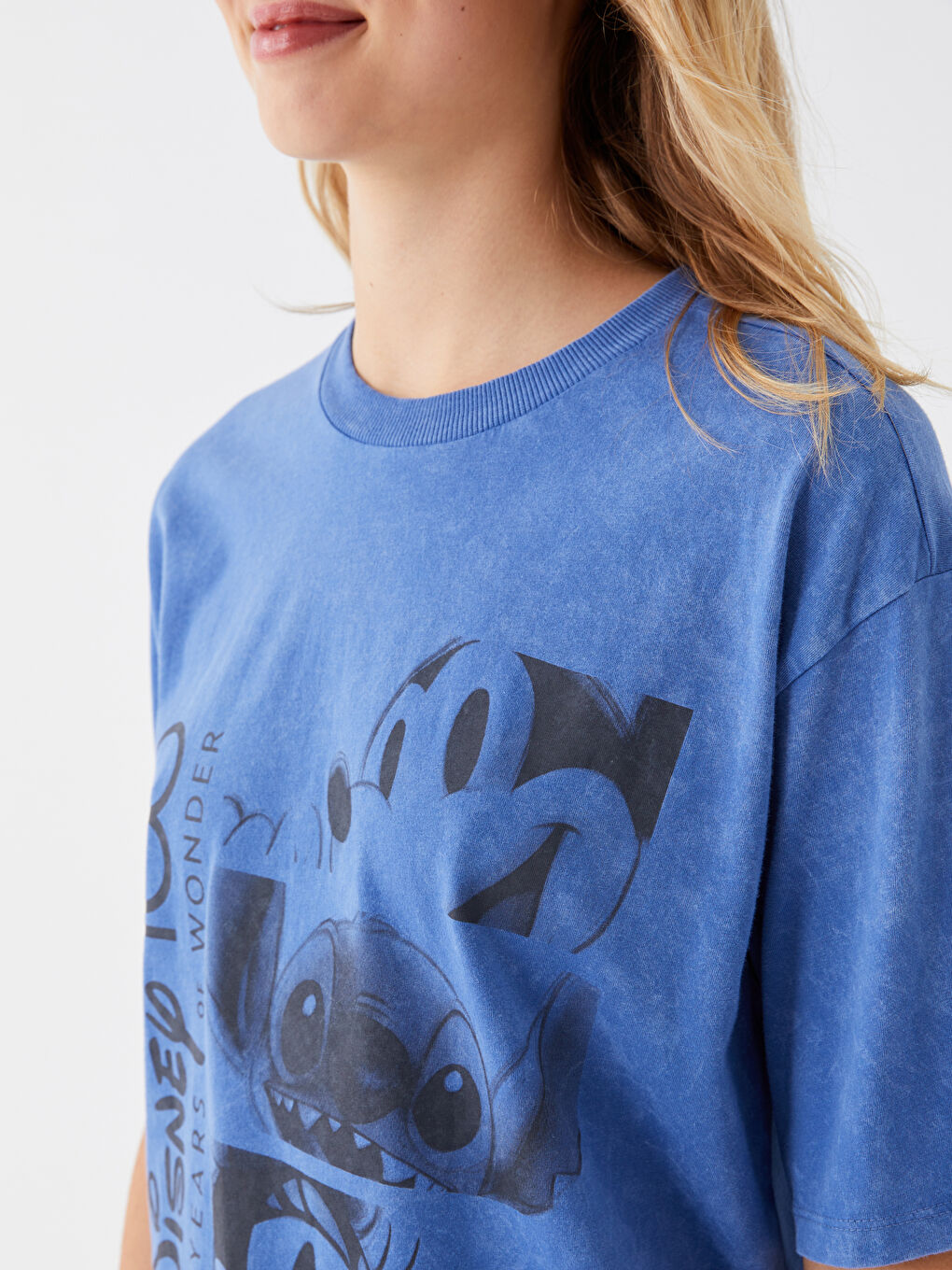 әйелдерге арналған мики маус принтті қысқа жең оверсайз футболка-3