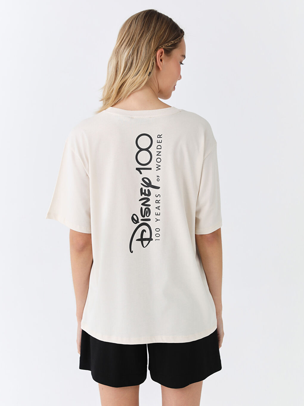 Crew Neck Mickey Mouse Printed Short Sleeve Oversize Women's T-Shirt-4