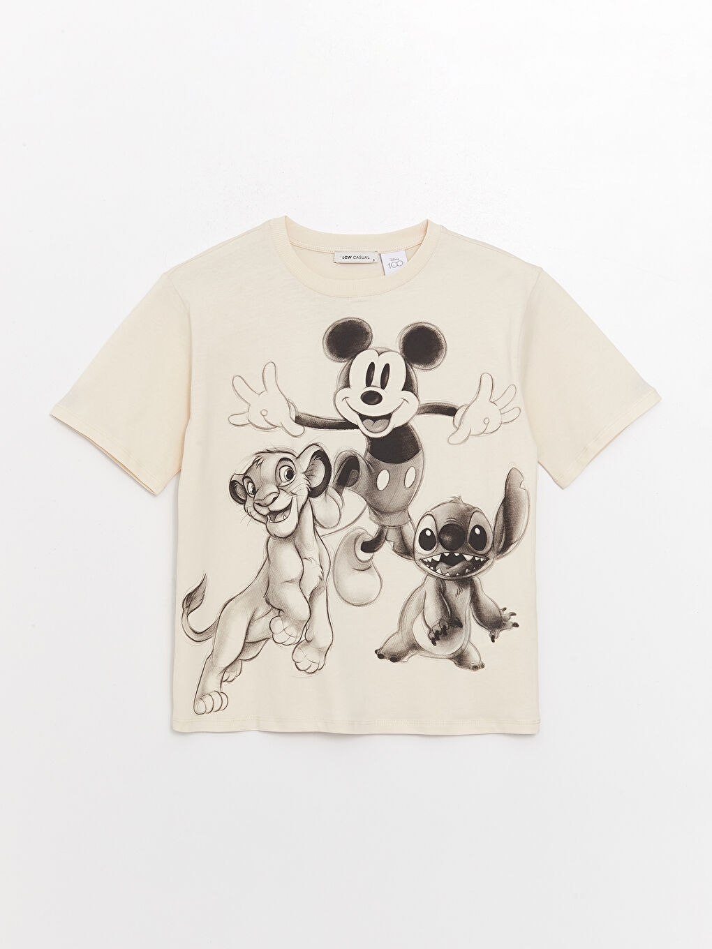 Crew Neck Mickey Mouse Printed Short Sleeve Oversize Women's T-Shirt-5