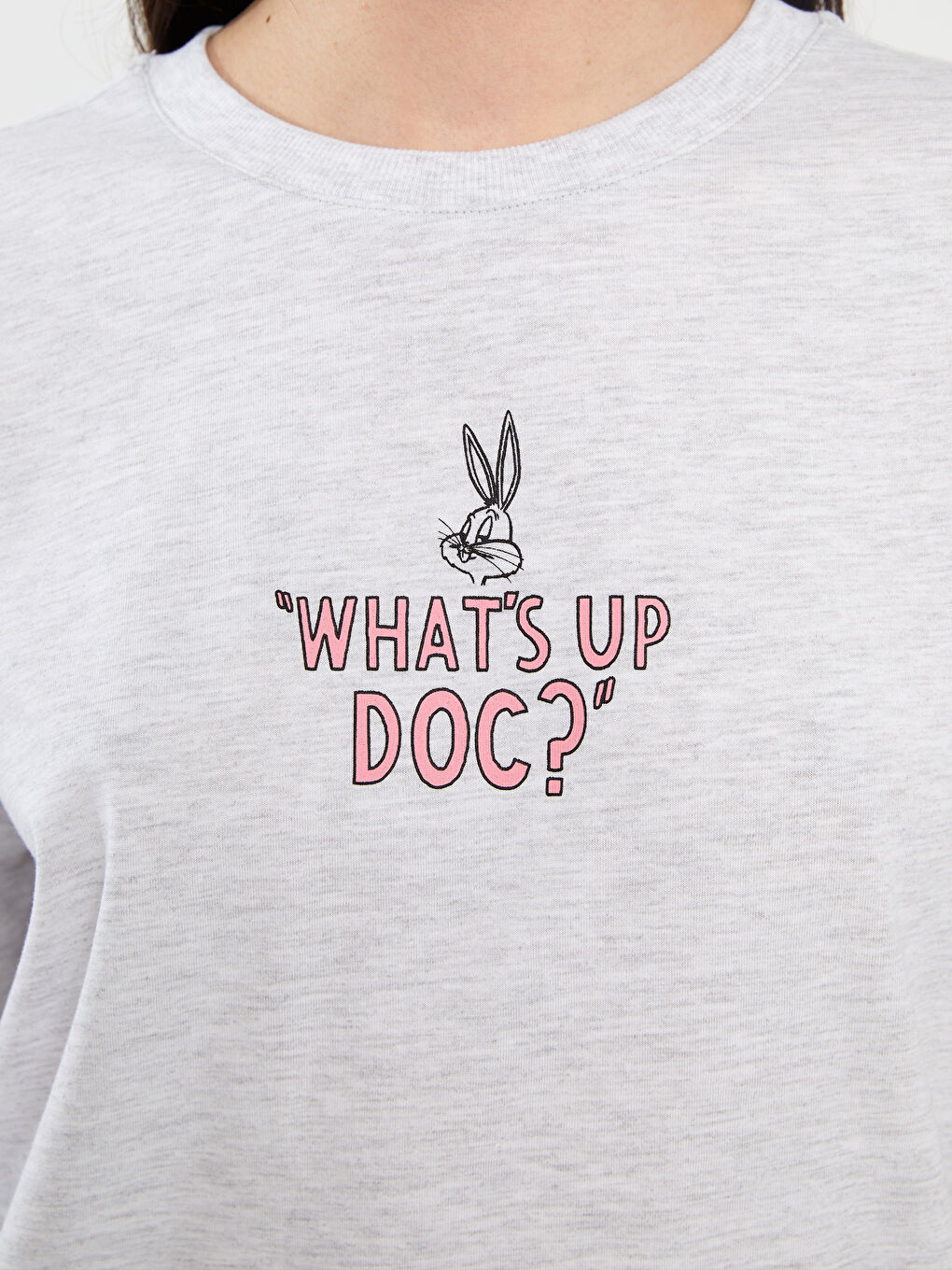 Crew Neck Bugs Bunny Printed Short Sleeve Oversize Women's T-Shirt-3