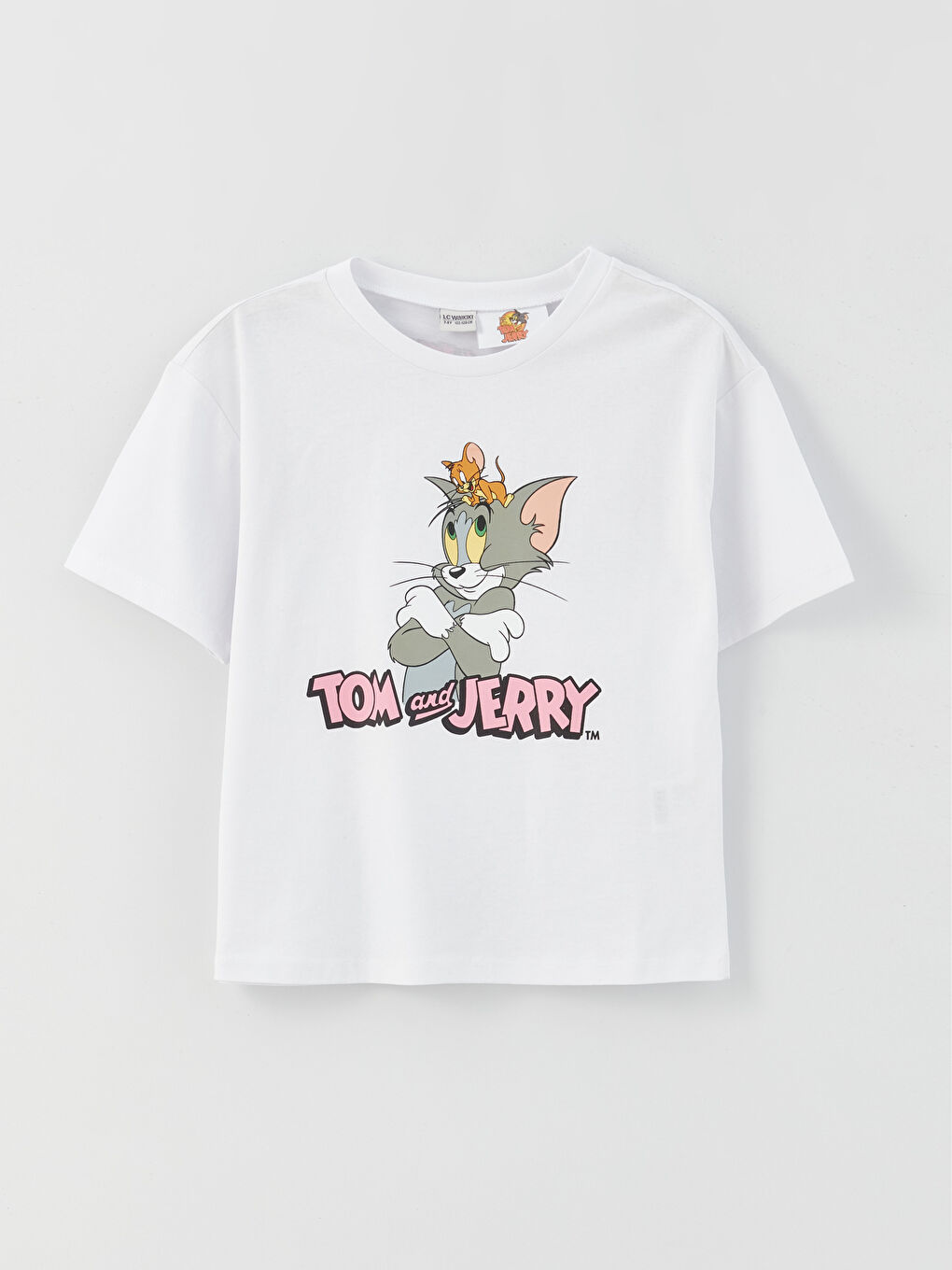 Crew Neck Tom and Jerry Printed Short Sleeve Girls T-Shirt