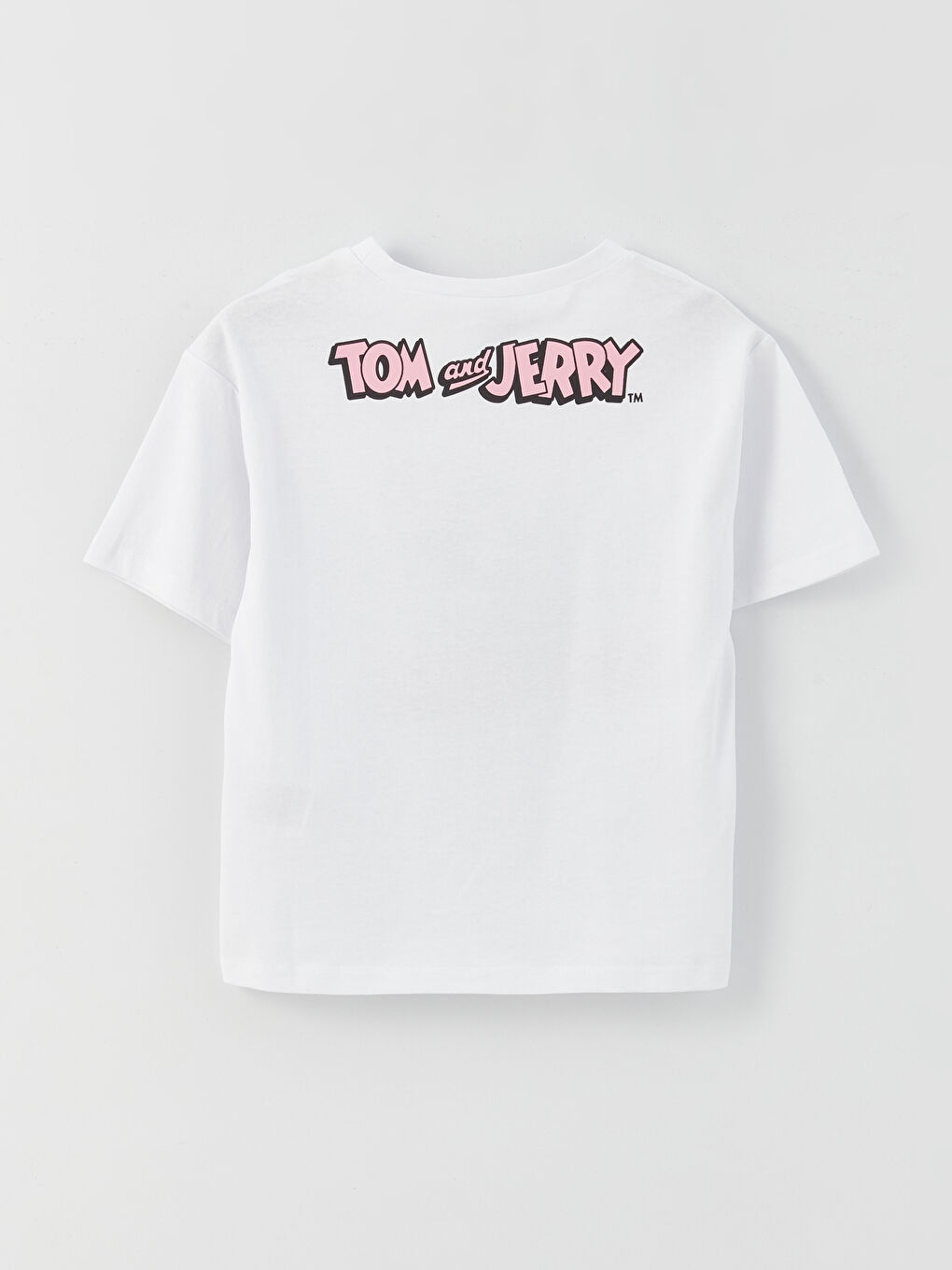 Crew Neck Tom and Jerry Printed Short Sleeve Girls T-Shirt-1