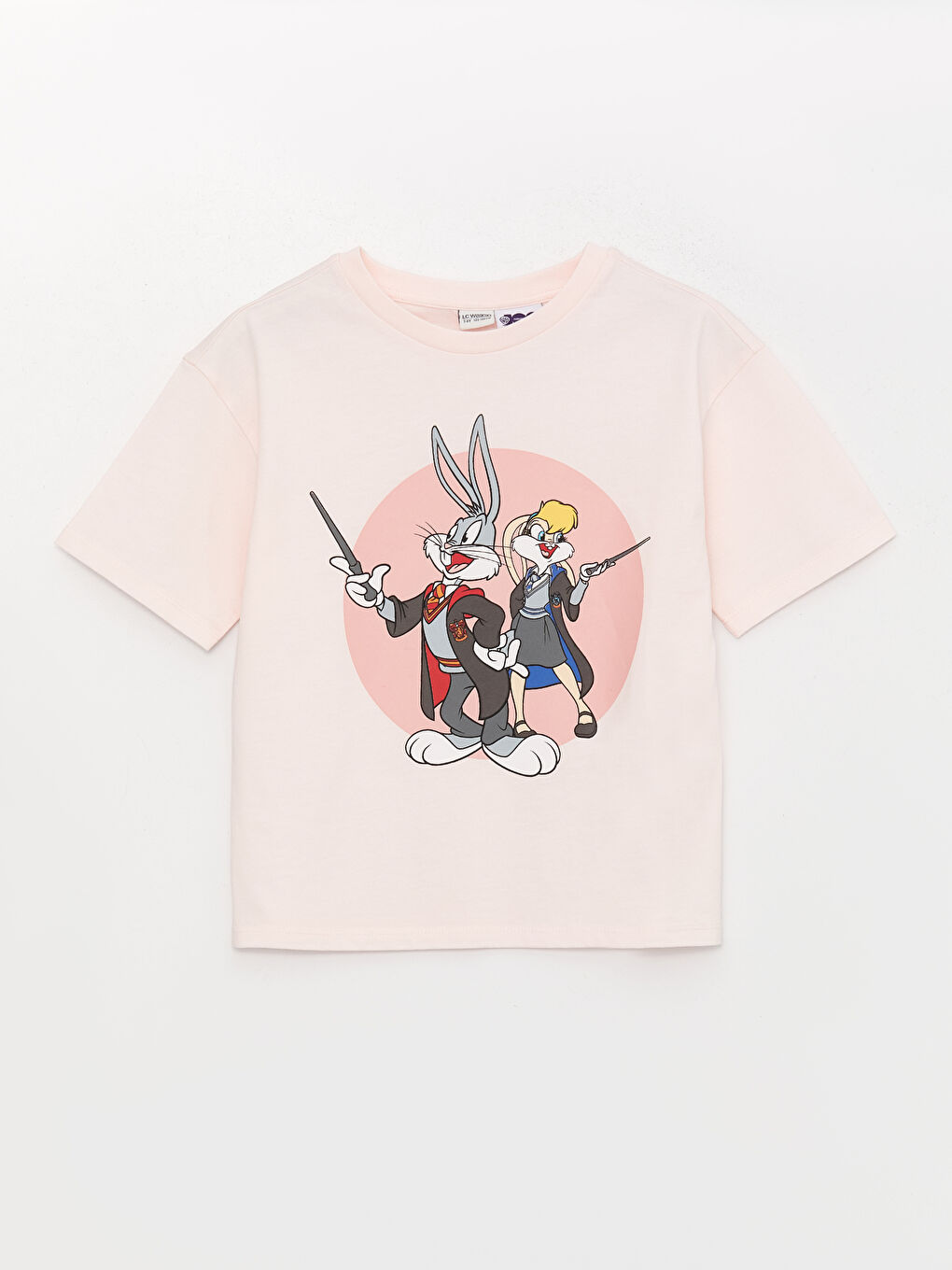 قميص بنات كم قصير مطبوع لوني تونز كول مدور